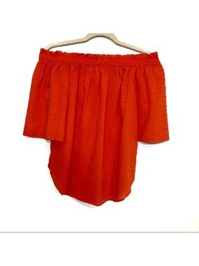 H&M off shoulder swiss dot orange blouse